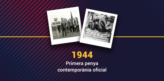 1944 premier club de supporters du Barça : Peña Solera.  En 1972 première Trobada de Penyes a Montserrat
